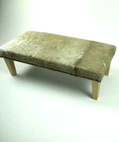 Mottled beige rectangular hair on hide footstool 324