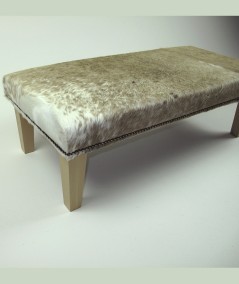 Mottled beige rectangular cowhide footstool 324