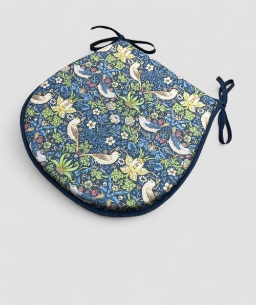 D Shaped Chair Pad Strawberry Thief Navy