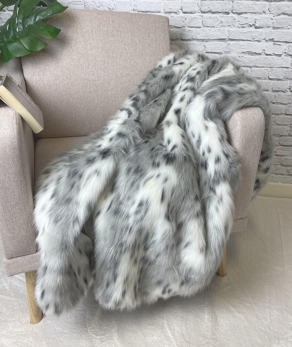 Spotted Lynx Faux Fur Throw