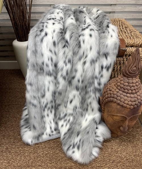 Spotted Lynx Animal Print Faux Fur Throw