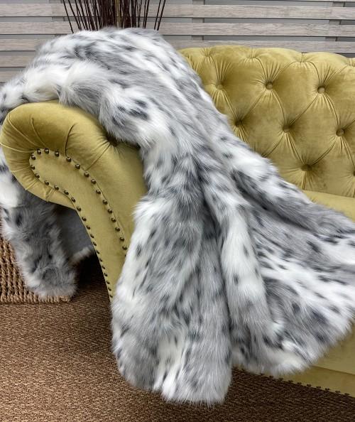 Striped animal print faux fur sofa throw