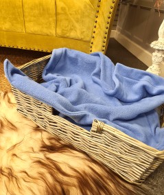 Soft, blue fleecy pet blanket