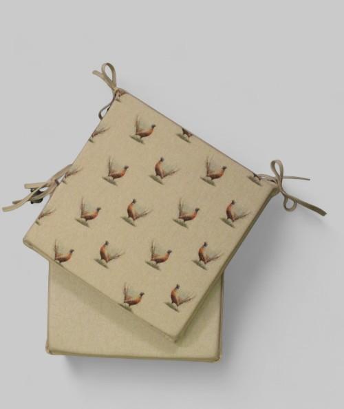 Small Pheasants Reversible Square Seat Pads