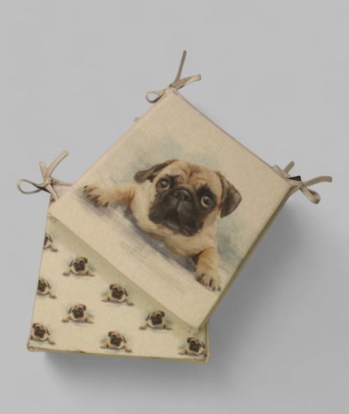 Large Pug reversible tapered seat pads with printed reverse