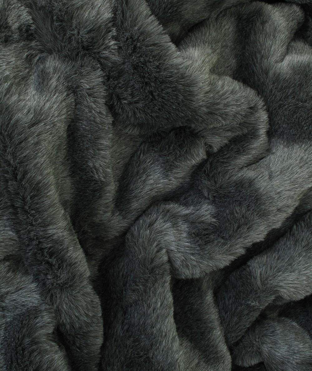 Dark plain grey medium length faux fur fabric