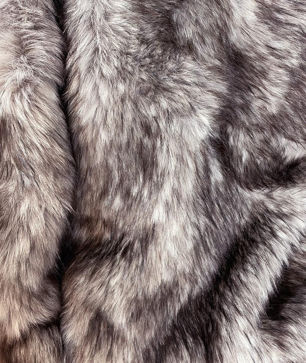 Luxury brown and beige long haired faux fur fabric