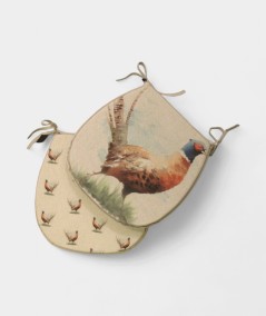 Large pheasant with small pheasant print on the reverse of the D shaped seat pads