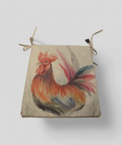 Large rooster print, reversible tapered seat pads