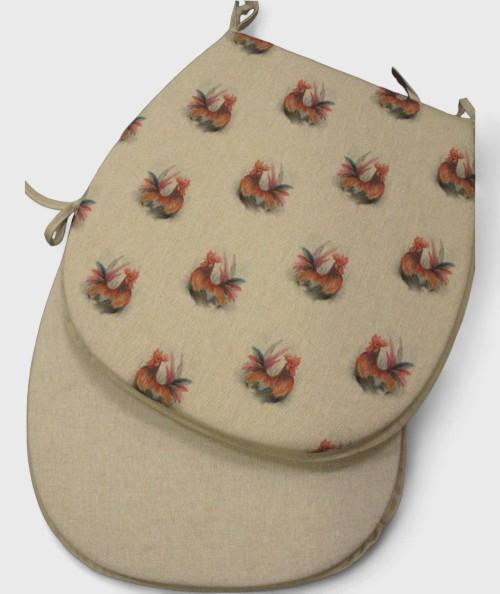 Small rooster reversible seat pads with plain or printed backs