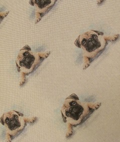 Close up image of the small pug seat pad fabric