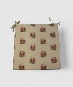 Small rooster print reversible square seat pads