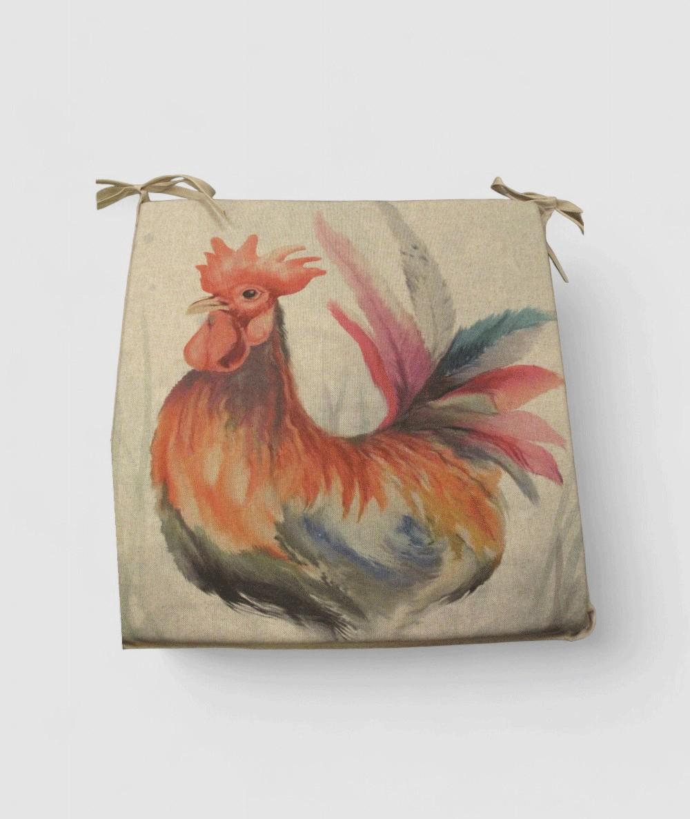 Large rooster reversible square seat pads