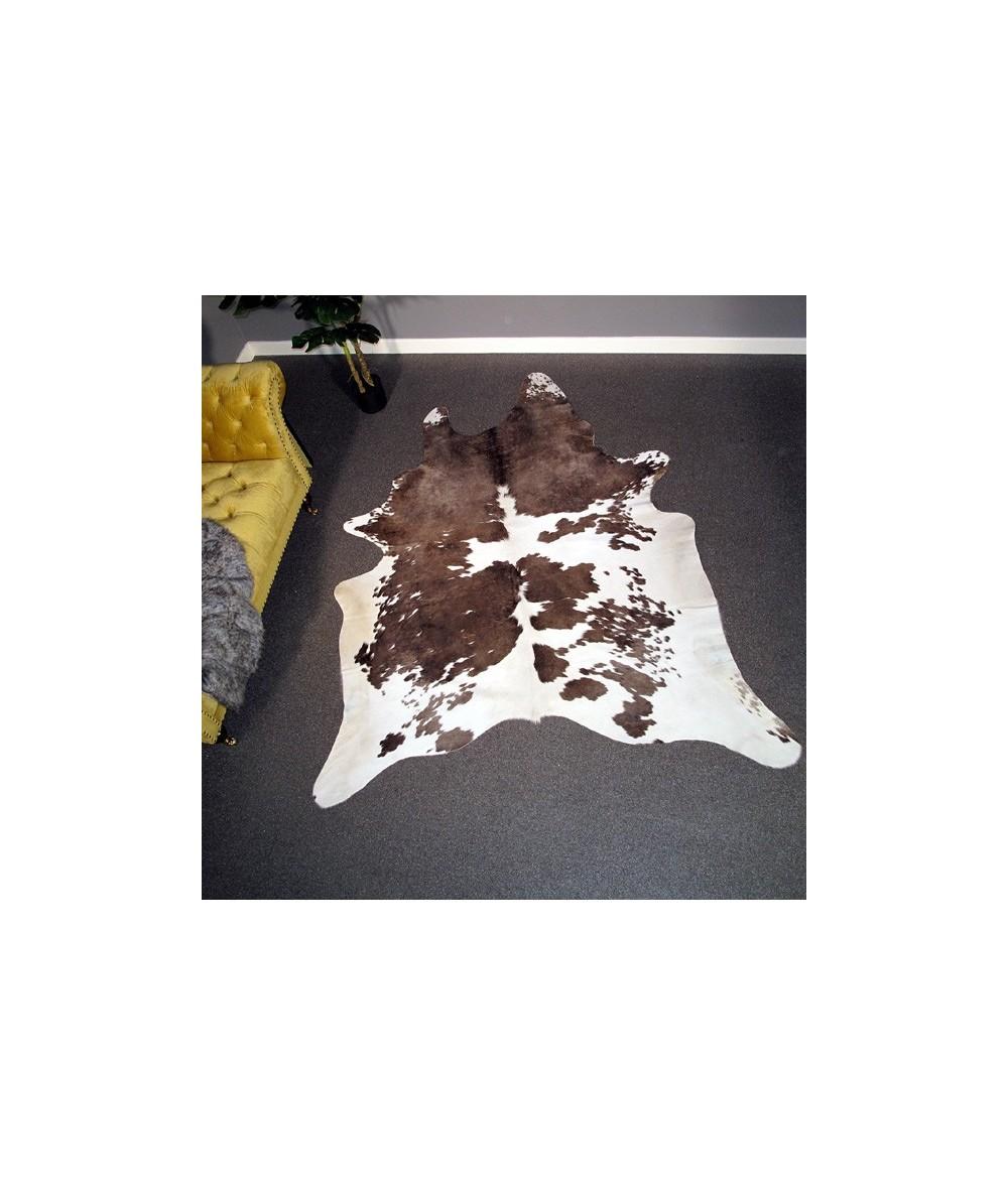 X/Large Dark Brown and off-white Cowhide Rug CR00137