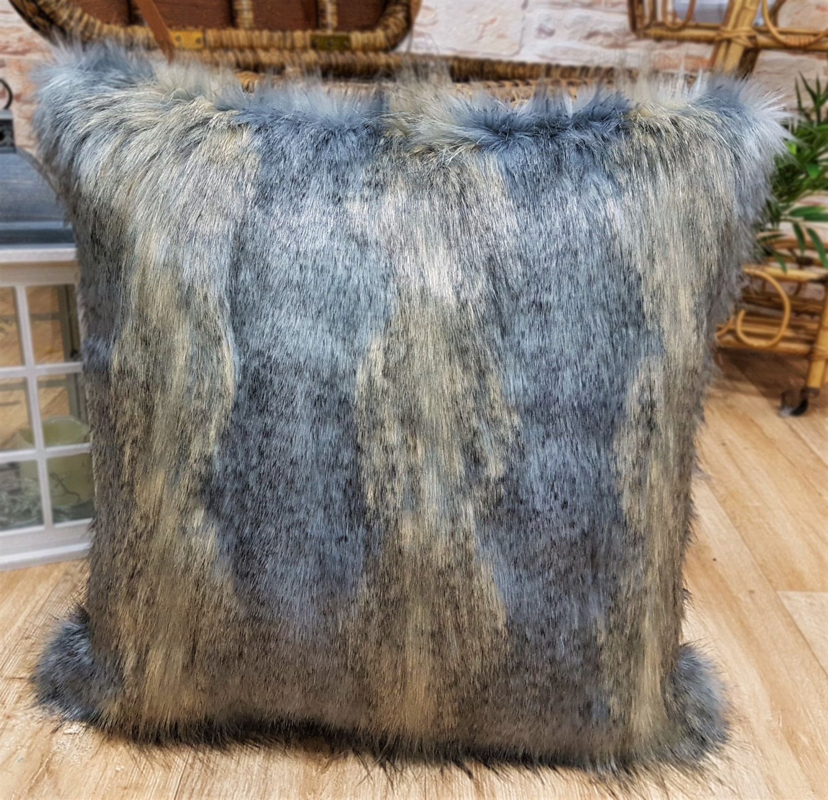 Faux fur decorative outlet pillow