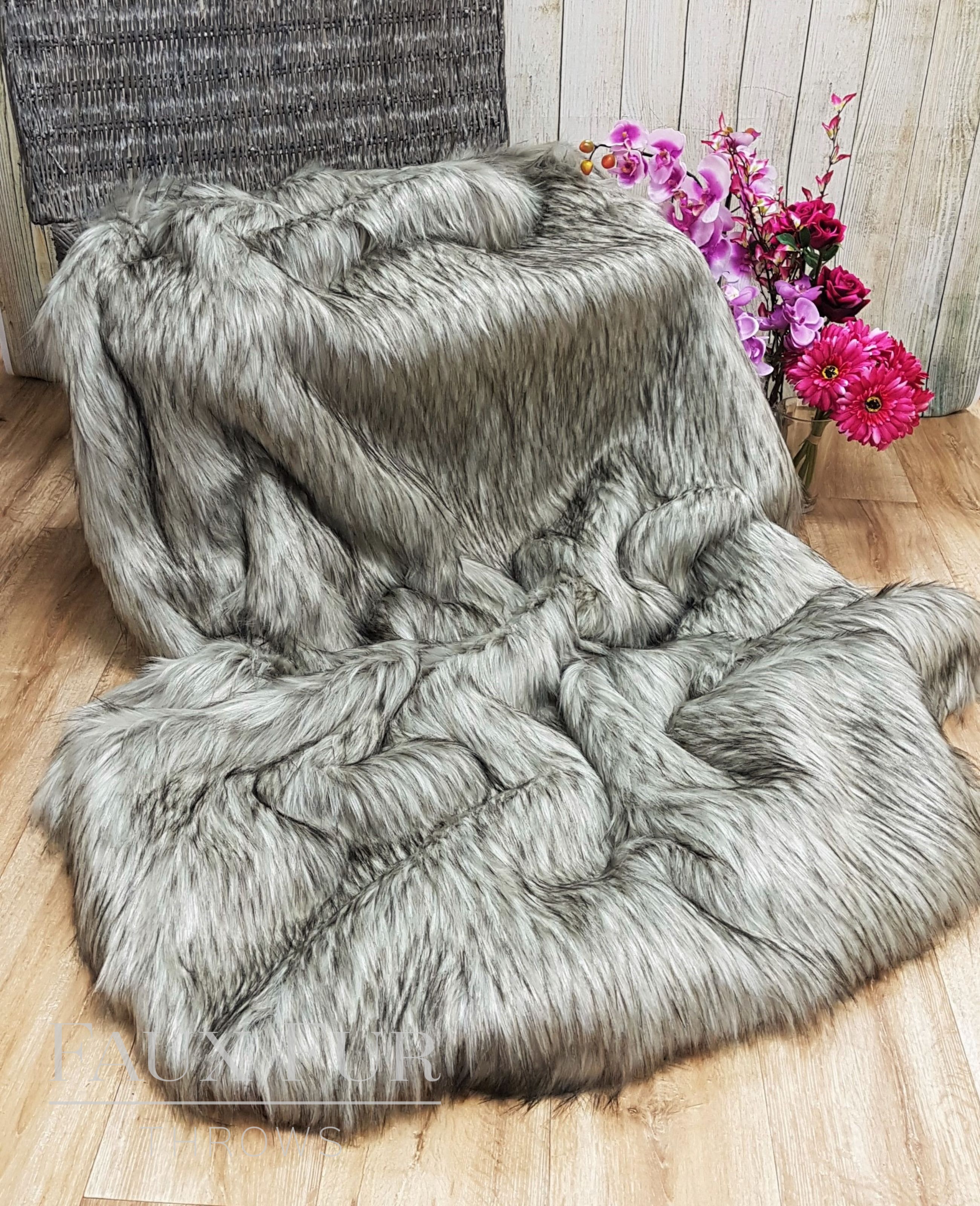 Silver faux 2024 fur throw