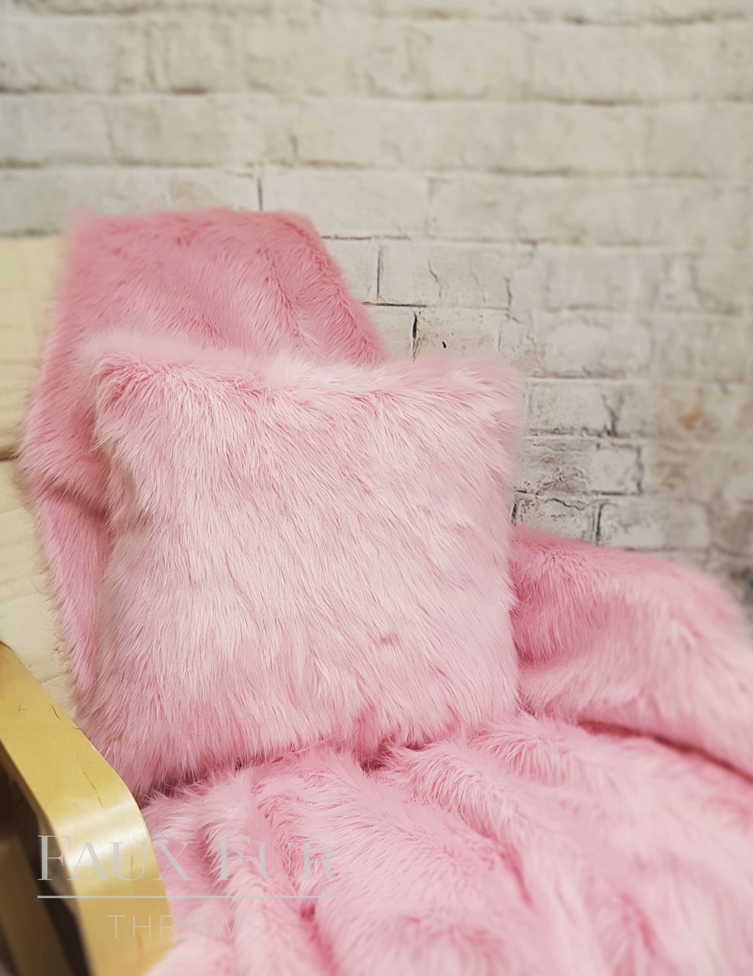 Light pink clearance faux fur pillow