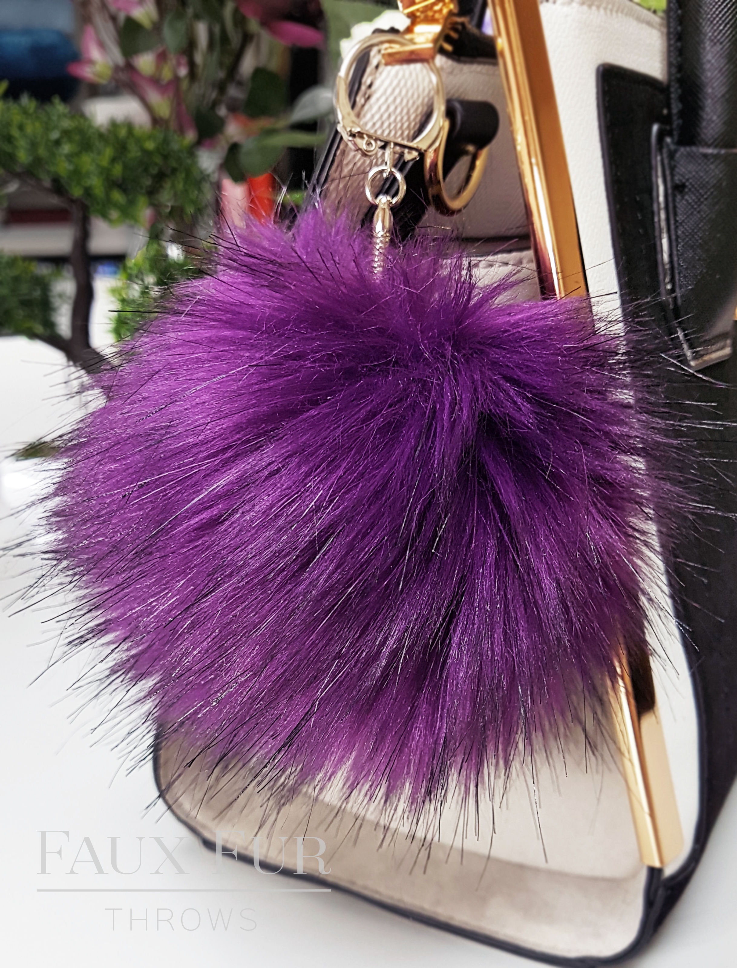 Faux fur sale pom pom keychain