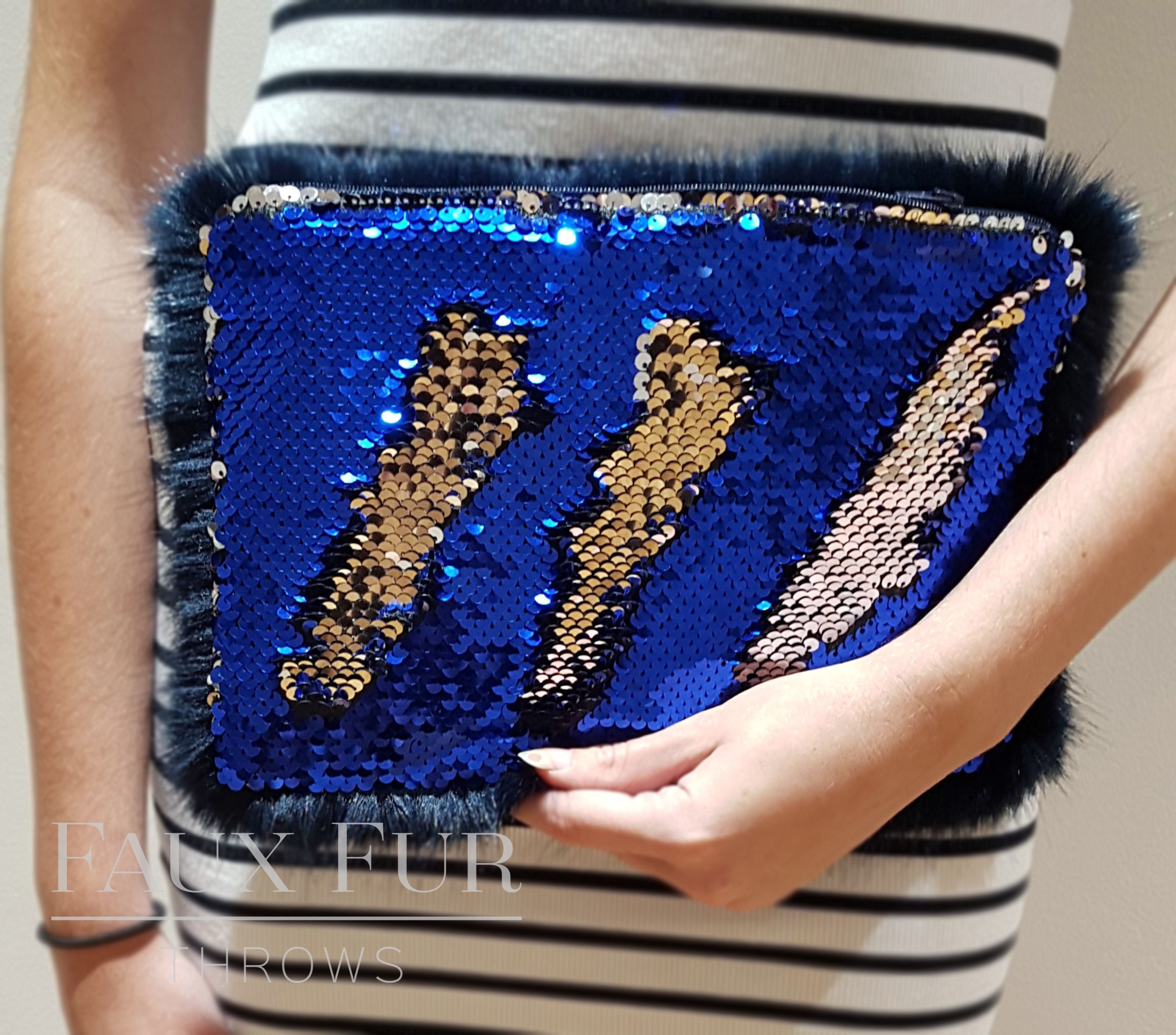 Blue and silver hotsell clutch bag