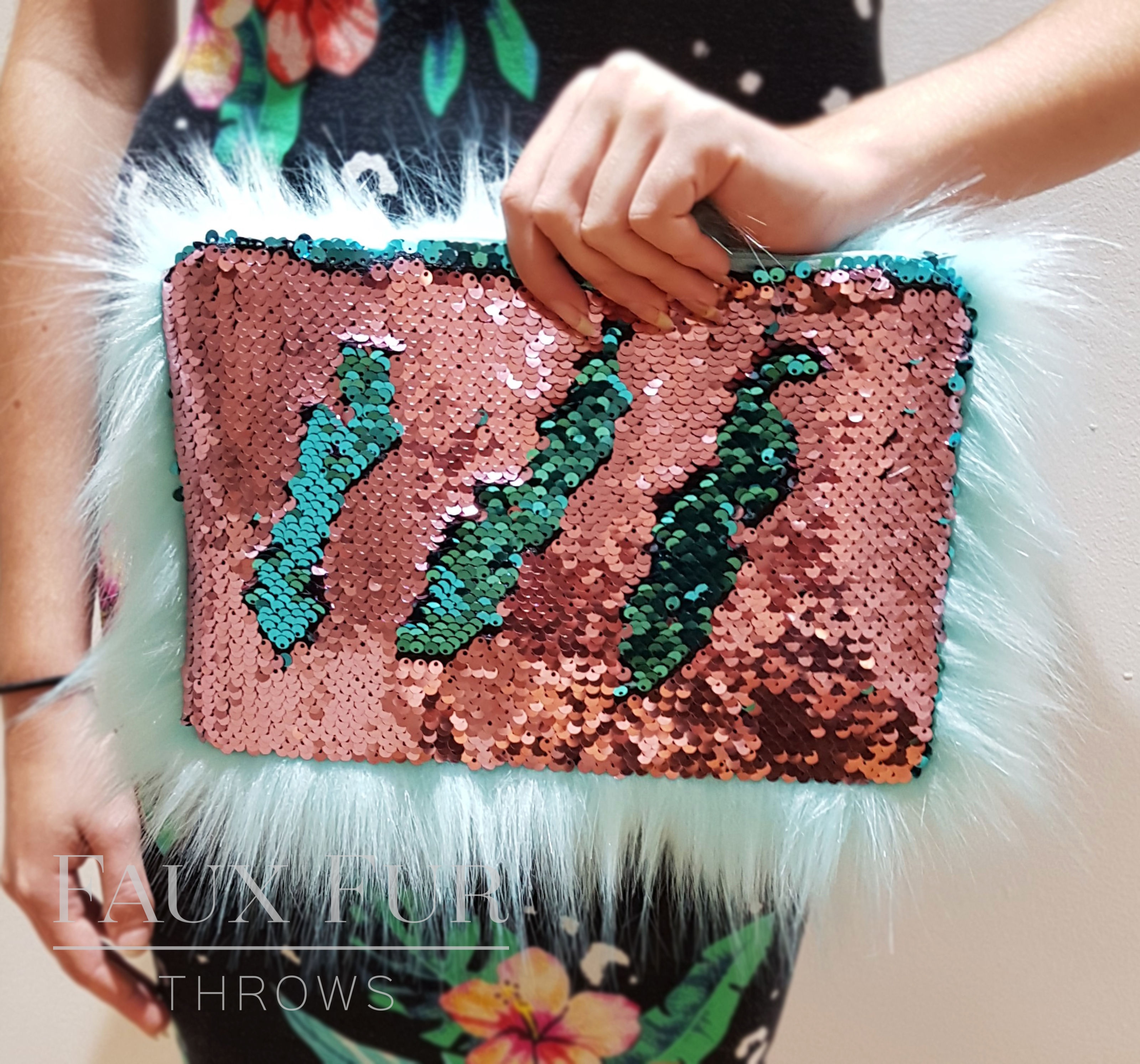 Roxanne Glitter Clutch Bag in Rose gold | ikrush