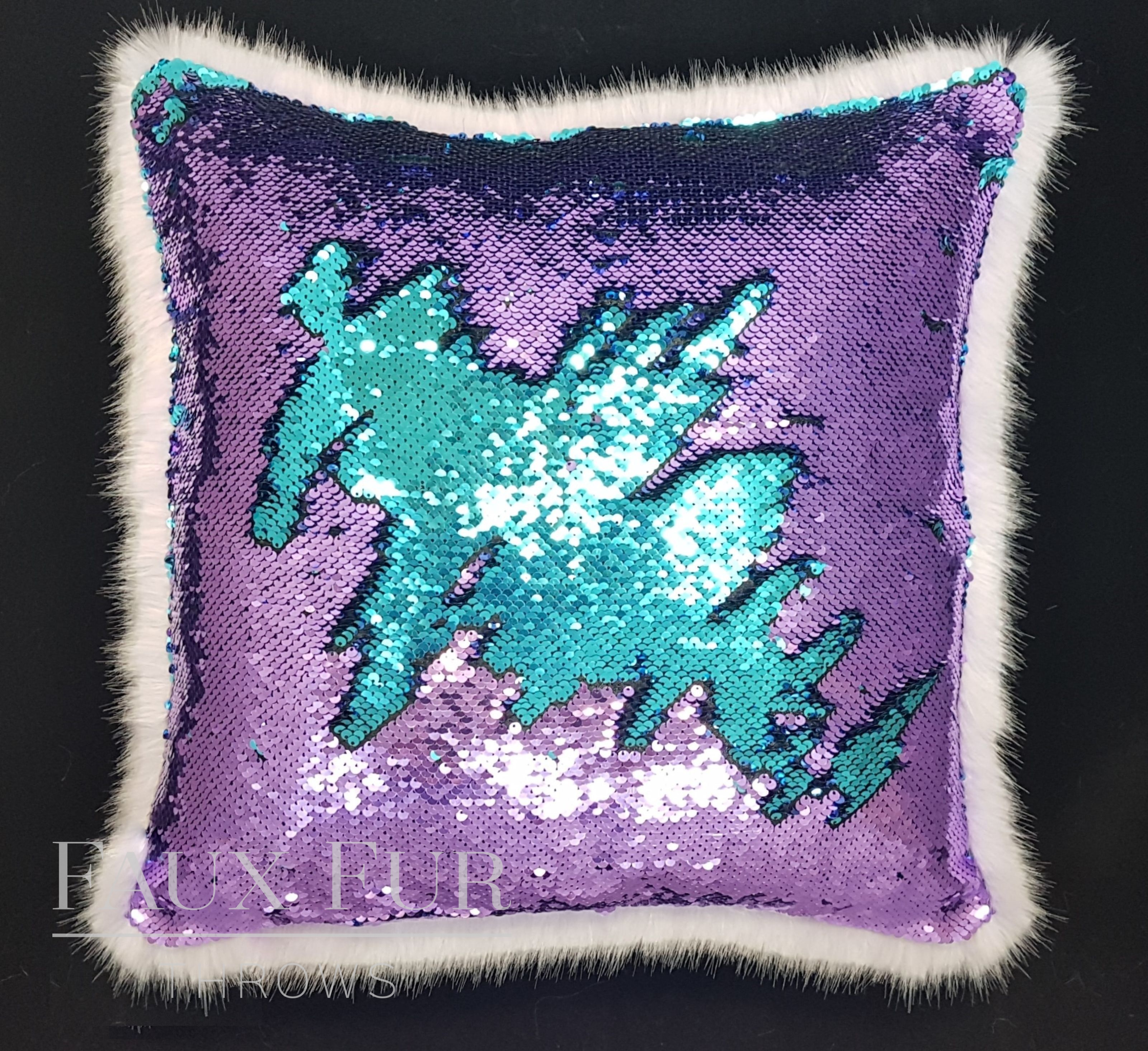 Turquoise faux fur clearance pillow